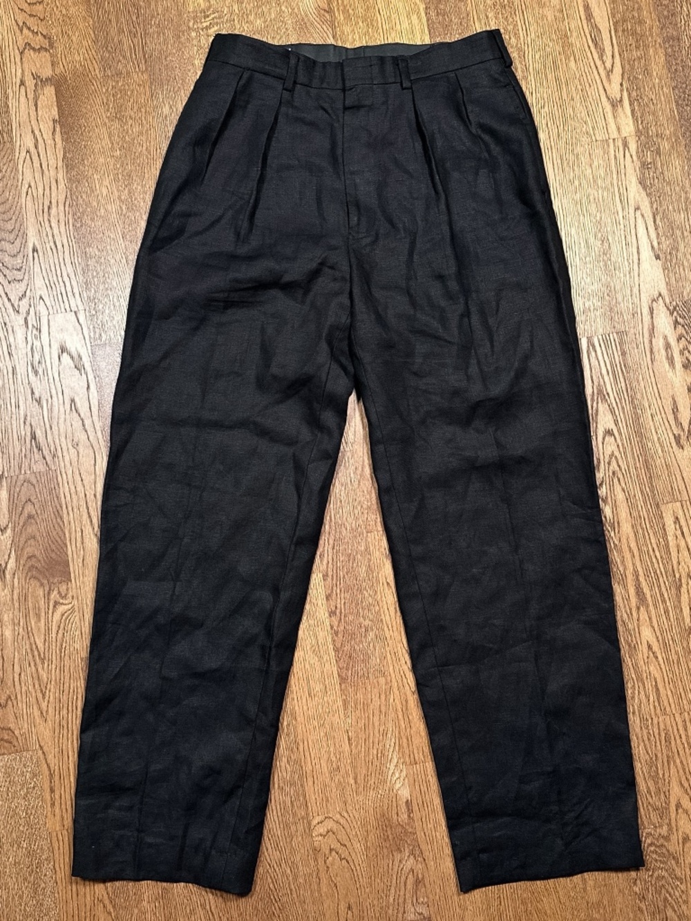 Vintage 90s Polo Ralph Lauren Linen Made in Canada Pleated Black Pants Mens 32